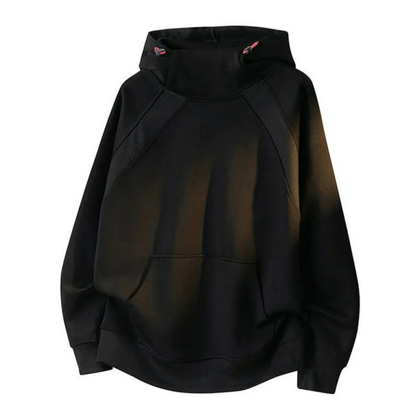 pstuiky camisas de hombre de manga larga, Sudadera deportiva con bolsillo y manga larga de color liso para hombre, estilo moderno, con cuello alto top de hombre xxxl