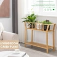 thumbnail image 2 of Plant Stand Indoor Bamboo Potted Plant Shelf Table 2 Tier Tall Window-sill Pot Organizer Holder, Sofa Side Entryway Table for Living Room 37.4"x11", 2 of 6