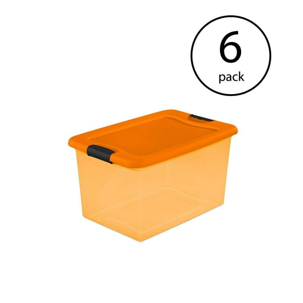 Sterilite Orange 64 Quart Latching Plastic Storage Box Container Tote