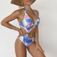 thumbnail image 3 of Traje de baño de una pieza Diseño recortado con cuello halter Traje de baño de una pieza de moda Traje de baño de mujer Azul XXL, 3 of 6
