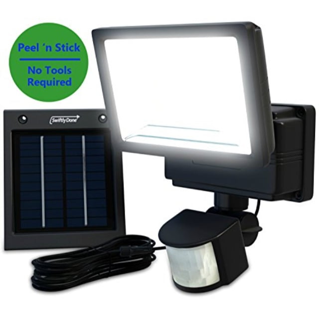 Swiftly Done Bright Outdoor Solar Powered LED Flood Light No Tools