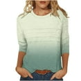 thumbnail image 1 of Olyvenn T-Shirts pour Femmes à Manches 3/4 Été 2025, Imprimé Dégradé, Col Rond, Décontracté, Basique, Coupe Tunique, Blouse, Vert G, 1 of 6