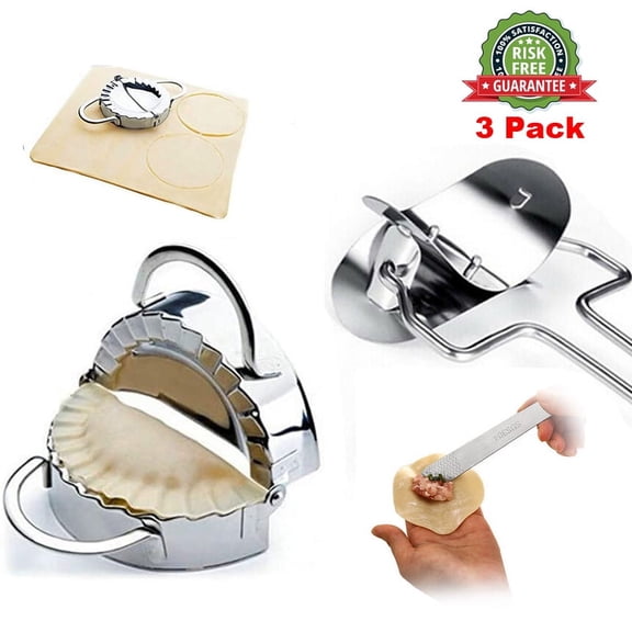 OUSITAID Dumpling Mould Maker Wraper set Dough Presser Stainless Steel include 3PCS