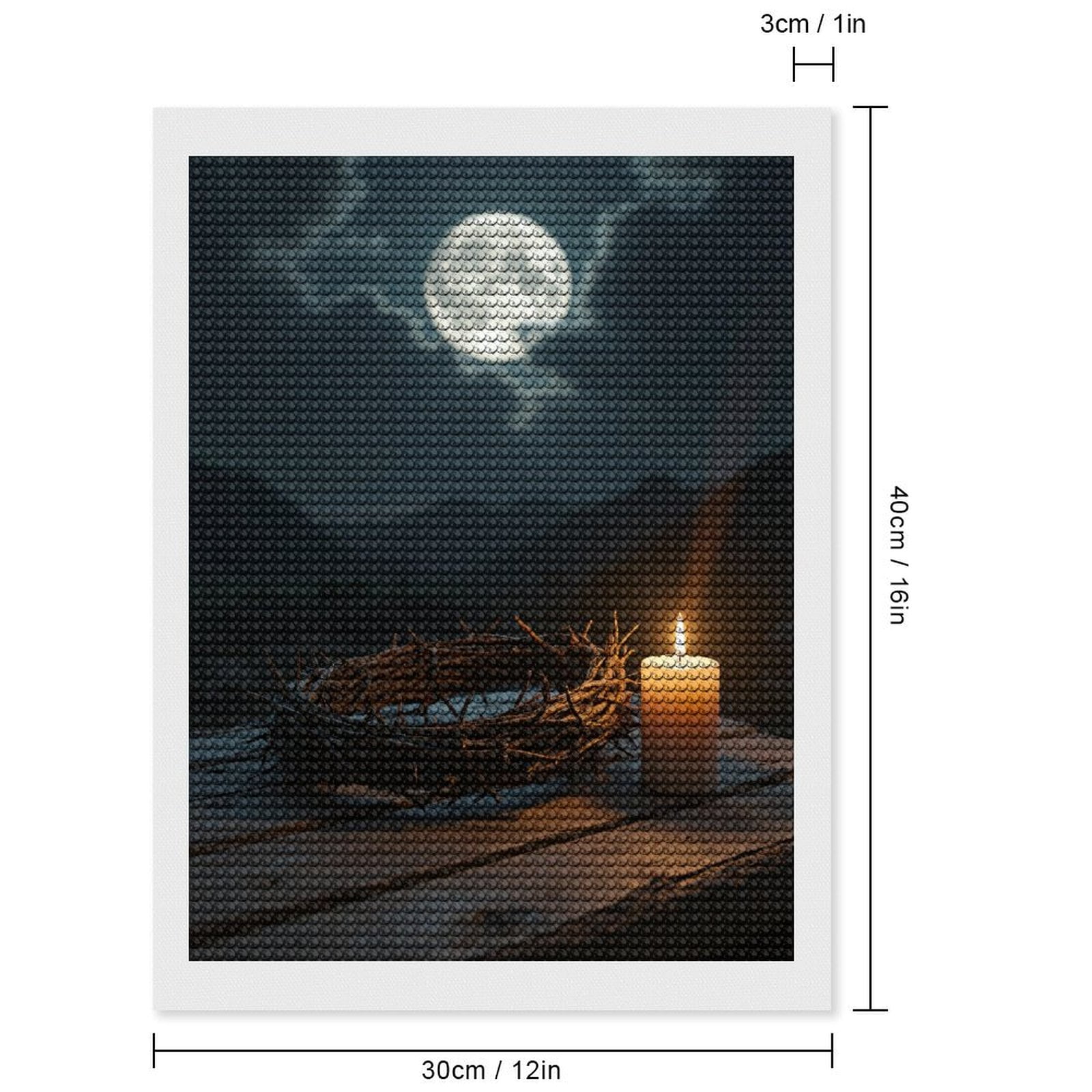 Diamond Art Kits for Adults, Moonlit Night Candle Thorns 5D Diamond Painting Kits for Adults Beginners, DIY Full Drill Diamond Painting, Gem Art and Crafts 12x16