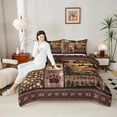 thumbnail image 4 of Feelyou Farmhouse Reindeer Moose Queen Comforter Set, Western Lodge Cabin Bedding Sets, Brown Plaid Checkered Reversible Bedding Comforter Set, Breathable Home Decor, 3 Pieces, 4 of 8