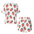thumbnail image 6 of Wukai Strawberries Print Women's Pajama Set - Short-Sleeve Top and Shorts with Elastic Waistband and Pockets for Loungewear, Yoga, and Casual Wear-Medium, 6 of 8
