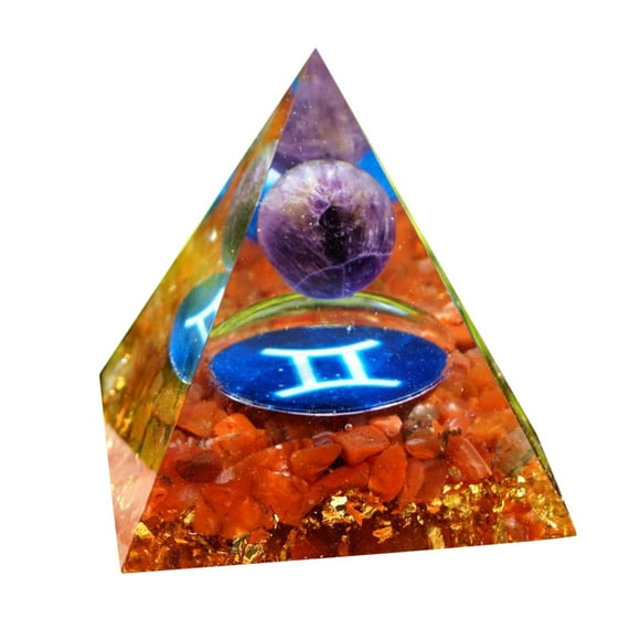 Generador de energía piramidal de orgón de 60 mm con piedras preciosas, cristal de cuarzo natural para yoga Geminis