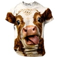 thumbnail image 4 of Men's 3D Funny Animal Graphic T-Shirt Cute Brown Cow Novelty Short Sleeve Crewneck Tees Casual Summer Tops Streetwear Party Holiday Shirts Men T-Shirts, 4 of 5
