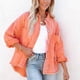 thumbnail image 5 of Chaquetas de mezclilla para mujer Abrigo de agujero desgastado lavado casual Chaqueta de manga larga de novio de gran tamaño sin capucha suelta Odeerbi  ODB-2, 5 of 8