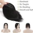 thumbnail image 2 of MY-LADY Woman 100% Remy Real Topper Human Hair Hair Extensions Natural Daily Hair Wigs Straight Hair Piece #1B Natural Black 6inch, 2 of 8