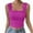 Rose Red, variant on Women's Wide Strap Square Neck Crop Tank Tops Ribbed Texture Sleeveless Slim Fit Cami Shirts Backless Going Out Tops S-2XL