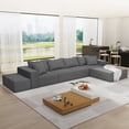 thumbnail image 3 of Modern Grey Chenille Upholstered Sectional Sofa Couch Set, 132" L-Shaped Modular Living Room Sofa with 6 Seats &amp; 6 Pillows, Foam Filled for Ultimate Comfort &amp; Easy Setup, 3 of 10