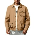 thumbnail image 6 of QHRMKOG Mens Shacket Relaxed Fit Long Sleeve Shackets with Flap Pockets Button Down Jackets Trendy Shirt Jacket Brown M, 6 of 6