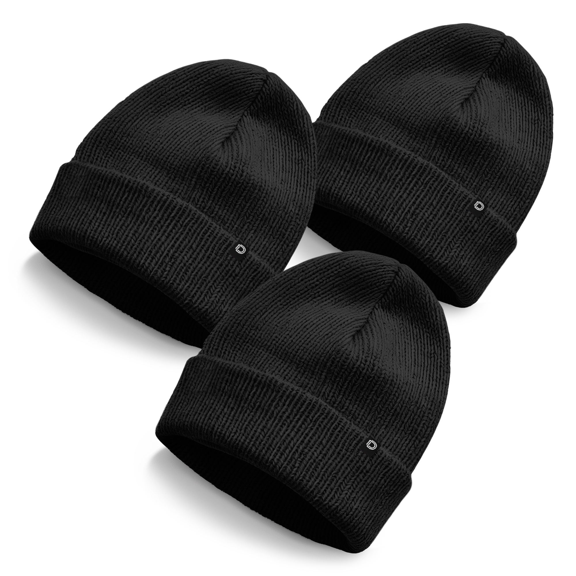 Dalix Beanie Soft Knit 3 Pack Stretch Skully Warm Winter Ski Black Black Black