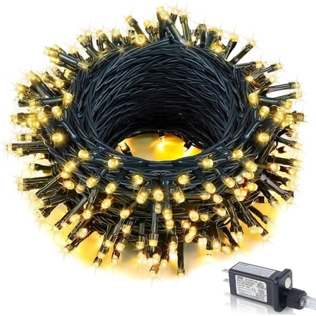 100FT 300 LED Christmas String Lights Outdoor Tree Lights Green Wire Twinkle Lights for Bedroom with 8 Modes Memory Function & Timer Plug in Xmas Decorations Holiday Indoor Decor Warm White