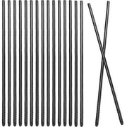 KOHAND 20 Pack 16 inch Straight Rebar Stakes, 3/8 inch Thick Ground Rebar Stakes with Pointed End, Metal Garden Stakes for Landscaping Camping, Black