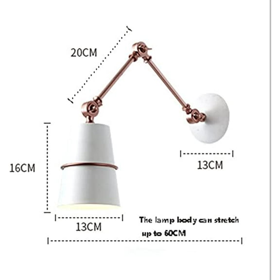 Industrial Adjustable Swing Arm Wall Lamp, Farmhouse Wall Mounted Light, Metal Foldable Modern Wall Sconce, Hardwired Light Fixture for Bedroom Bedside House Reading Living Room Ha