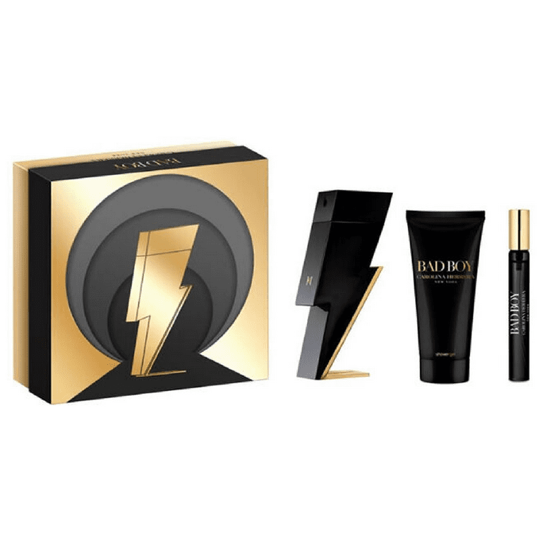 Carolina Herrera Bad Boy Designer Cologne Gift Set for Men - 3.4oz