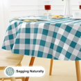 thumbnail image 5 of decorUhome Round Tablecloth, Waterproof Vinyl Flannel Backed Table Cloth, Buffalo Wipeable Plastic Table Cover for Kitchen and Outdoor, Turquoise and White, 60" Round, 5 of 10
