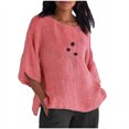 thumbnail image 1 of Hauts d'Été pour Femmes 2023 Mode Femmes Été Imprimé Trois Quarts Manches Courtes Col Rond Régulier T-Shirt Bohème Grande Taille pour Femmes, 1 of 4