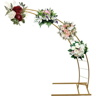Wedding Arch, 6.5ft Gold Metal Crescent Moon Wedding Arch Stand, Curved Flower Balloon Frame Garden Arbors and Arches for Wedding, Valentine's Day, Christmas, New Year Decor