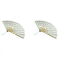 thumbnail image 1 of 2X Abanico Hecho A Mano de Algodon de Encaje Plegable para Decorar la Boda la Fiesta (Beige), 1 of 2