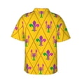 thumbnail image 3 of Daiia Mardi Gras Crayfish and Fleur de lis Hawaiian Shirt for Men Gentle Cotton Regular Short Sleeve Casual-3X-Large, 3 of 9