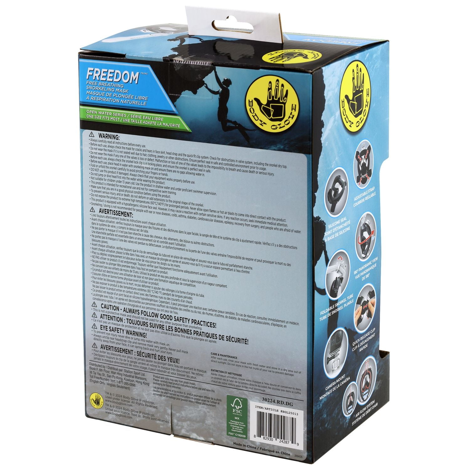 BODY GLOVE FREEDOM MASQUE DE SNORKELING GRATUIT (AVEC SUPPORT DE CAMÉRA GOPRO) FREEDOM MASQUE DE SNORKELING GRATUIT