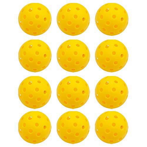 Yellow 12-Pack GSE Games & Sports Expert 40 Holes Outdoor Pickleball Balls 