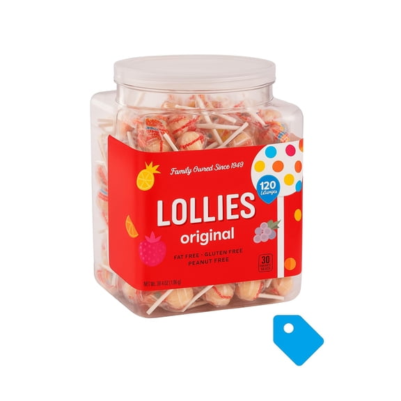 Lollies | Gluten Free, Peanut,Fat Free Assorted Fruity Flavors, Low Calorie Perfect for Birthdays, Parties Made by US Candy Company Since 1949-34 oz 120 Count Lollipops 1165