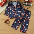 thumbnail image 2 of CAUYDY Toddler Girl Boy Christmas Pajamas Santa Claus Button Down 2 Piece Pajama Set Little Kids Christmas Pjs Nightgown(Blue,5-6 Y), 2 of 6