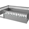 thumbnail image 6 of Full Size Toddler Floor Bed Frame, Montessori Floor Bed with Guardrails, Pine Wood Bed Frame for Kids, No Slats Included, Gray, 6 of 9