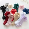 thumbnail image 5 of Bmnmsl Baby Below Knee Socks Bow Decor Stockings Breathable Clothing Accessory, 5 of 5