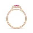 thumbnail image 2 of Angara Rings - Natural 1.45 ct Pink Sapphire Halo Ring with Diamonds in 14K Rose Gold for Women (Size-8x6mm) | September Birthstone Jewelry, Birthday, Anniversary, Jewelry Gift for Women, 2 of 8
