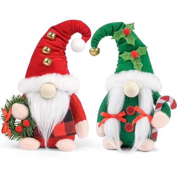 D-FantiX Christmas Gnomes Plush, 2 Pack Handmade Elf Santa Tomte Swedish Gnome Scandinavian Figurine Nordic Gnomes Plush Christmas Elf Doll Christmas Decoration Ornaments for Home Decor Gift