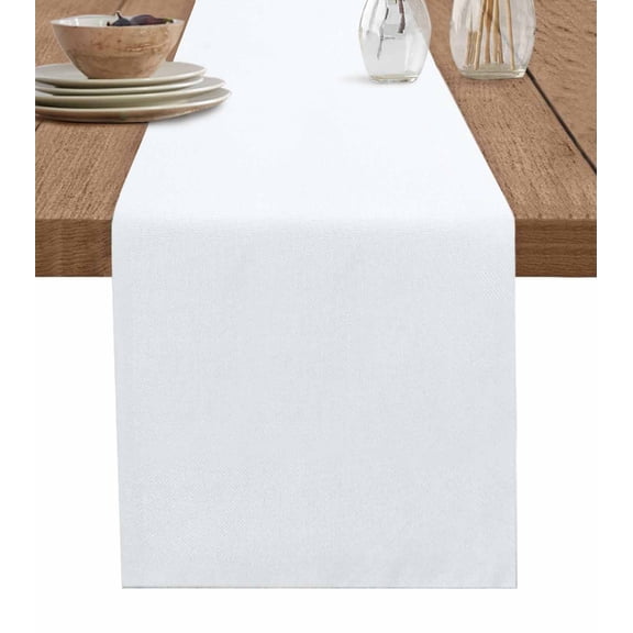 White Table Runner 108 Inches, Modern Minimalist Pure Soild Color Bed Runner Dresser Scarves Tabletop for Indoor Outdoor Parties/Ceremony/Banquet, 13"x 108"
