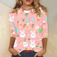 thumbnail image 2 of Feancey 3/4 Sleeve Easter Tops for Women Loose Fit Trendy Eggs Print Blouse Spring Summer Casual Bunny Graphic T Shirts 2025 Trendy Holiday Tee Top Spring Clearance Sale Pink 3XL, 2 of 6