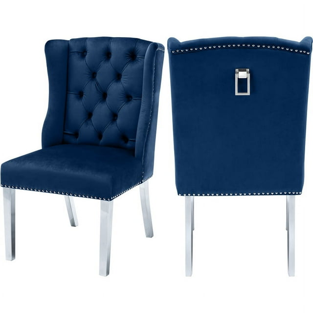 Meridian Furniture Suri Navy Velvet Dining Chair, Navy (Set of 2)