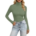 thumbnail image 2 of Womens Tops Dressy Casual Long Sleeve High Neck Slim Fit Stretch Basic Solid Color Tee Shirt Fashion Trendy Clothes, 2 of 5
