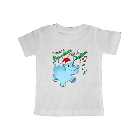 

Inktastic I Want a Hippopotamus for Christmas Hippo in Santa Hat Gift Baby Boy or Baby Girl T-Shirt