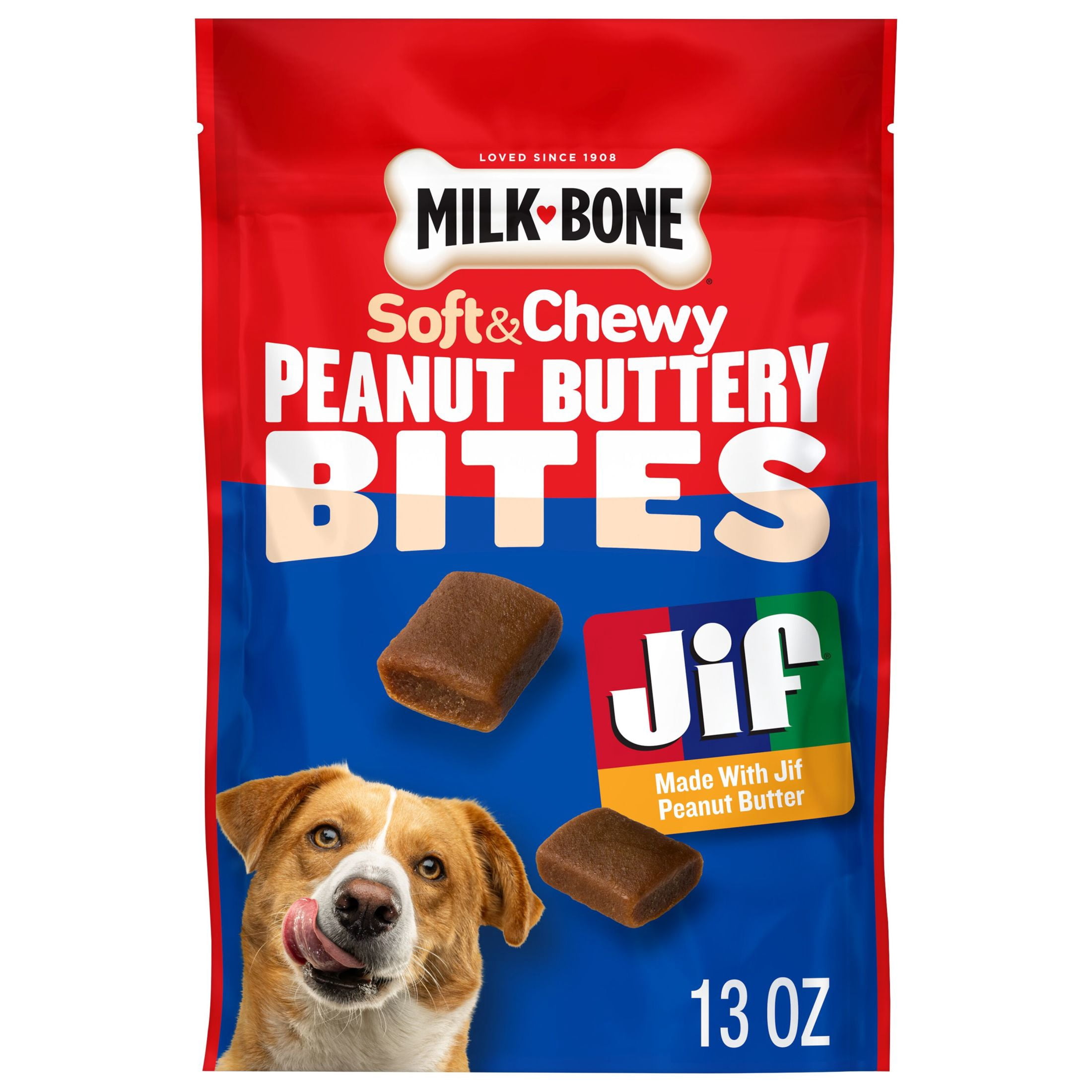 (2 pack) Milk Bone Peanut Buttery Bites Soft Dog Treats With Jif Peanut Butter, 13 oz Bag