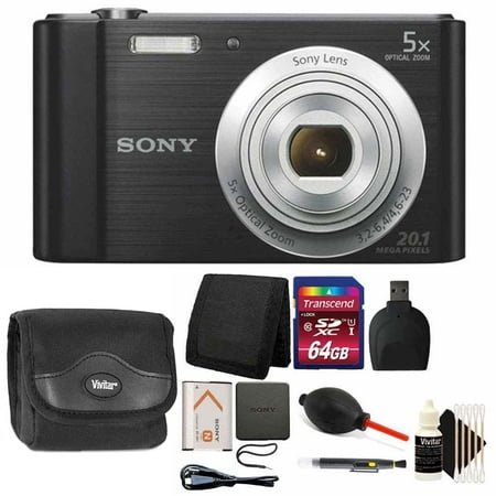 Sony Cyber-shot DSC-W800 Digital Camera (Black) with 64GB Accessory Kit
