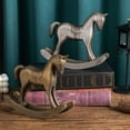 thumbnail image 5 of Solid Wood Rocking Horse Figurine Nursery Decoration Handmade Carved Art Ornament For Bookshelves Or Windowsill Display, 5 of 8