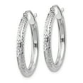 thumbnail image 2 of 10k White Gold Sparkle-Cut 3mm Round Hoop Earrings - 1.9 Grams - Measures 20x25mm Wide 3mm Thick, 2 of 3