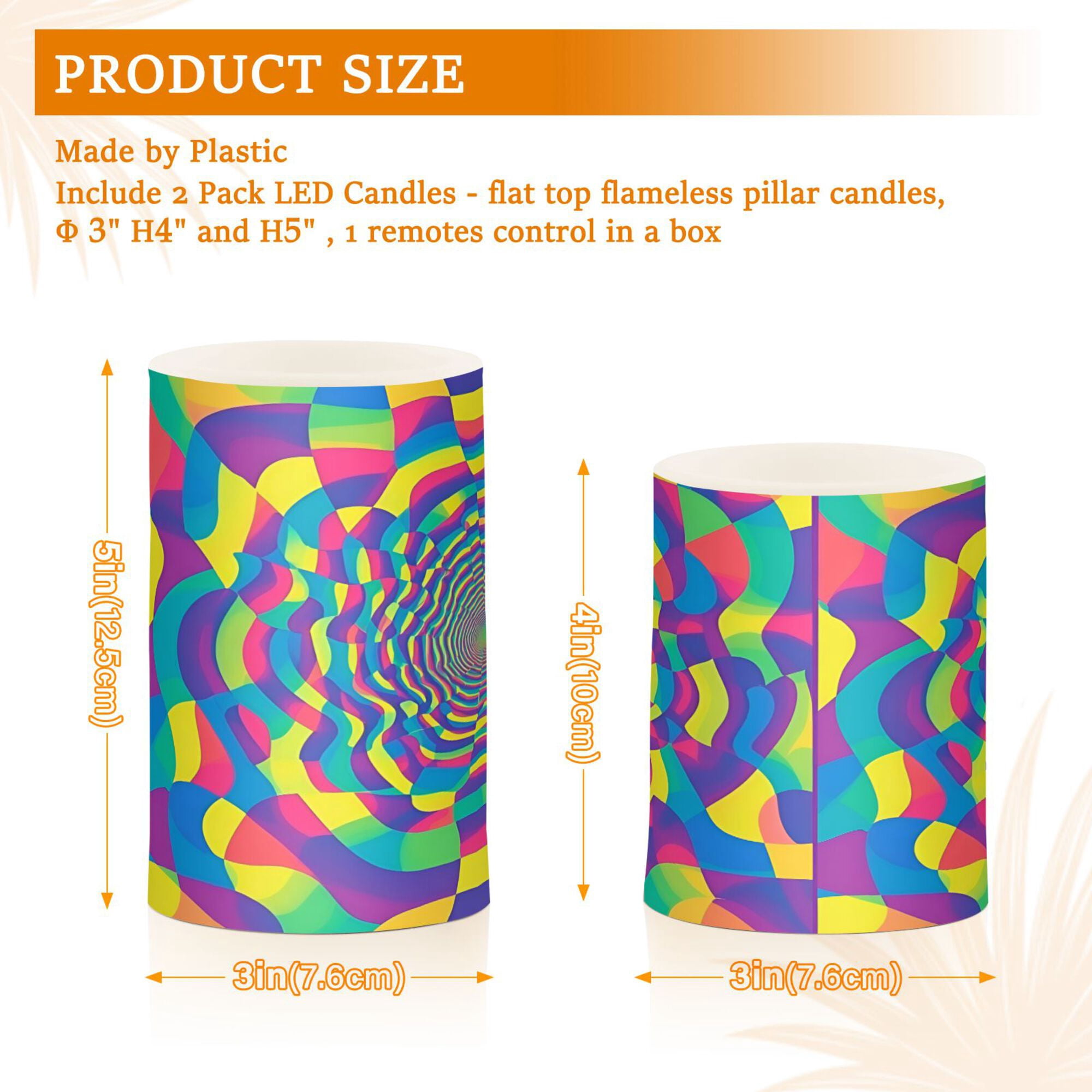 Yayeee Flameless Candles with Remote Flickering Battery Operated Multi Color Changing, Psychedelic Pattern