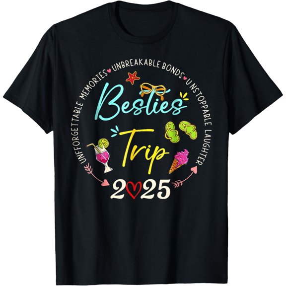 Playful Comfort Tee - Besties Trip 2025 Memories Girl Trip Friends Vacation Retro T-Shirt