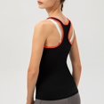 thumbnail image 2 of SWSMCLT Women's Breathable Tank Top Elasthane Pull On Curvy Sleeveless Stretch Vest Top Chic Vest Autumn Black Orange Medium, 2 of 3