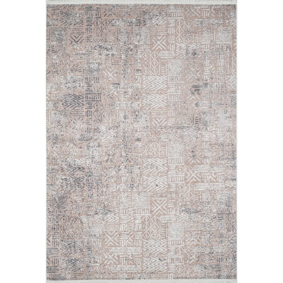 Bardo Brown Modern Polyester Area Rugs for Living Room Washable Rugs Boho Moroccan Area Rug Soft Geometric Bohemian Carpet Distressed Indoor Rug for Bedroom Dining Room Office Nonslip Rug