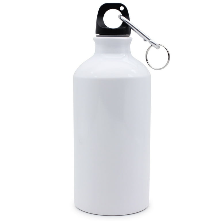 CALCA 60pcs Bulk Sublimation Blank Aluminum Sports Bottle White Water Bottle  500ml with Individual White Box 