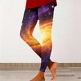 thumbnail image 4 of LIIPEE Women Leggings Casual Elastic High Waist Slim Fit Ankle Length Leggings Carnival Galaxy Starry Printed Yoga Pants Running Fashion Comfortable Soft Breathable Leggings,Orange,L, 4 of 5